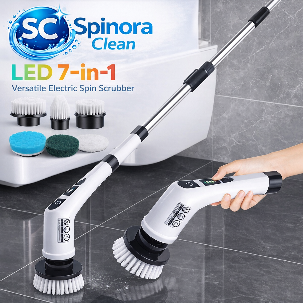 Spinora Electric Spin Scrubber - Clean Faster Without Bending
