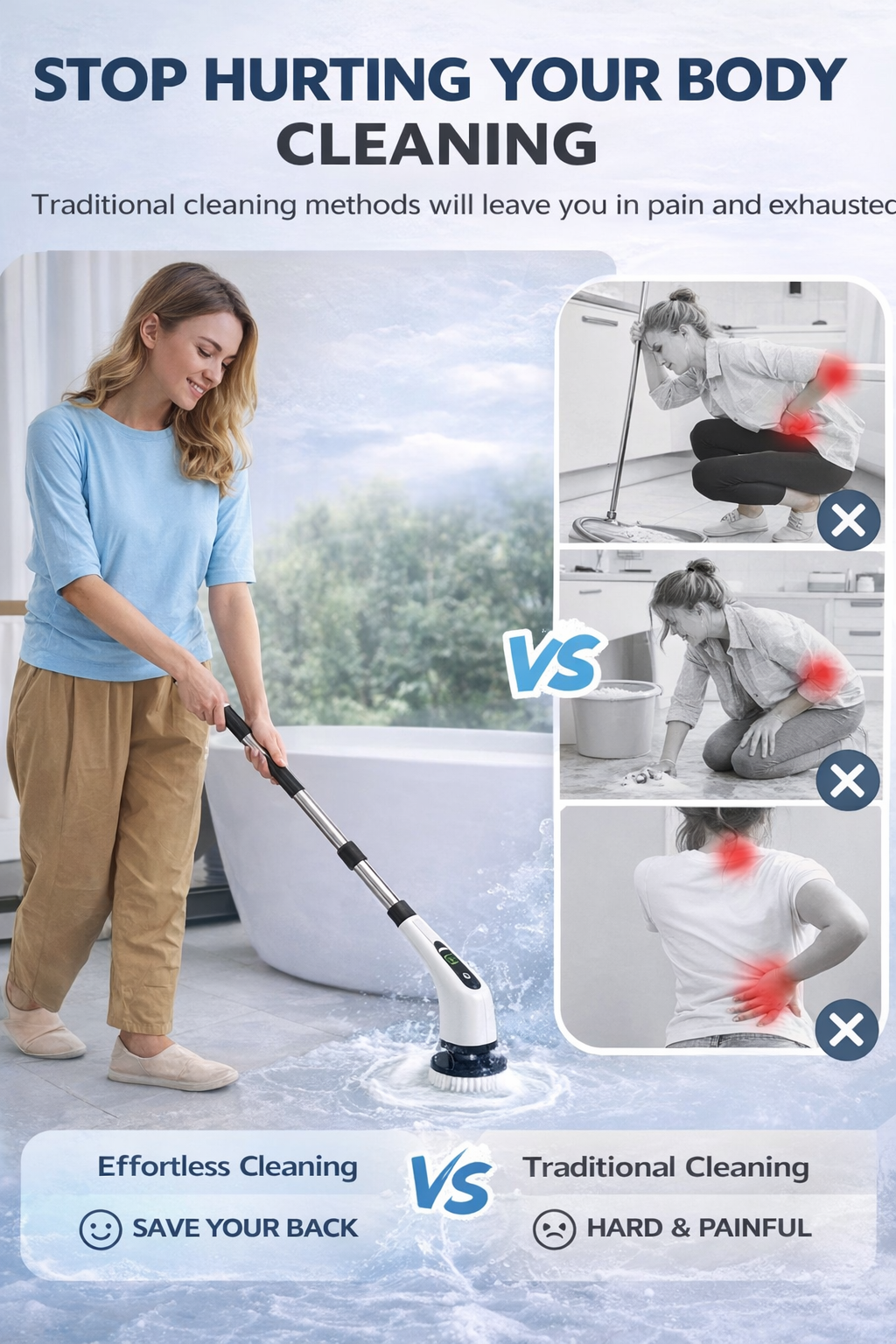 Spinora Electric Spin Scrubber - Clean Faster Without Bending